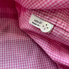 Psycho Bunny Button Up Pocket Shirt Mens Large Pink Gingham Preppy Short Sleeve