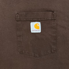 Carhartt T Shirt Mens XL Brown Original Fit Workwear Distressed Faded Pocket Tee