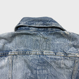 Levi's Denim Jacket Womens 2XS Blue Type III Light Wash Distressed Jean Trucker