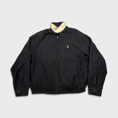 Vintage 90s Polo Ralph Lauren Harrington Jacket Mens XL Black Plaid Lined Bomber
