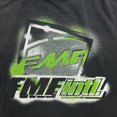 Vintage Y2K FMF Intl Racing T Shirt Mens Large Black Faded Distressed Motocross Tee