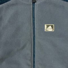 Vintage 90s Adidas Jacket Mens Medium Blue Stripe Reversible Fleece Full Zip Coat