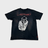 Vintage Y2K Ed Hardy Christian Audigier Pistol T Shirt Mens Large Black Faded Distressed