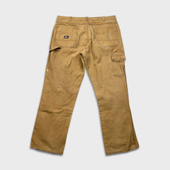 Dickies Pants Mens 40x32 Tan Double Knee Distress Carpenter Fade Canvas Workwear