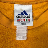 Vintage 90s Adidas Essential Fleece Mens XL Yellow 3 Stripe Spell Out Pullover Jacket