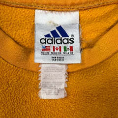 Vintage 90s Adidas Essential Fleece Mens XL Yellow 3 Stripe Spell Out Pullover Jacket