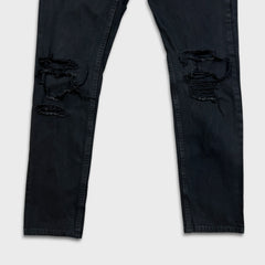 Levi's 512 Jeans Men 34x32 Black Slim Taper Leg Dark Wash Distress Stretch Denim Pants