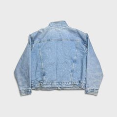 Vintage 90s Guess Jeans Denim Jacket Mens XL Blue Light Wash Trucker Sherpa