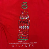 Vintage 1991 Howard Finster Coca Cola T Shirt Mens Medium Red Atlanta Folk Art Tee