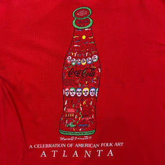 Vintage 1991 Howard Finster Coca Cola T Shirt Mens Medium Red Atlanta Folk Art Tee