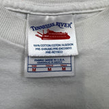 Vintage Y2K Blank T Shirt Mens Medium White Tennessee River Distress Short Sleeve Tee