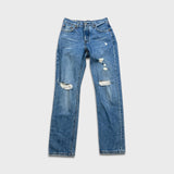 Levi's 501 Jeans Womens 25x30 Blue Original Fit Straight Distressed Medium Wash Pants