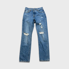 Levi's 501 Jeans Womens 25x30 Blue Original Fit Straight Distressed Medium Wash Pants