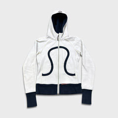 Lululemon Scuba Hoodie Womens Small White Full Zip Sports Hooded Sweater