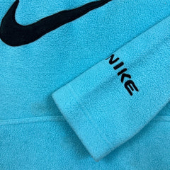 Vintage Y2K Nike Sportswear Fleece Mens Large Blue Swoosh Pullover Hooded Jacket