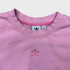 Adidas Originals Sweatshirt Womens Large Pink Cropped Center Trefoil Pullover