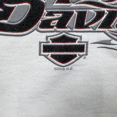 Vintage 2006 Harley Davidson Hoodie Mens Medium White Carolina Biker Hooded Sweater
