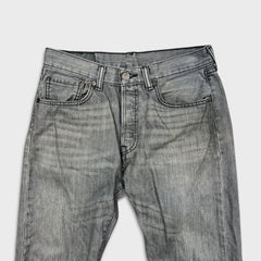 Levi's 501 Jeans Mens 34x32 Gray Original Fit Straight Faded Stone Washed Denim Pants