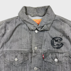 Levi's Denim Jacket Mens Medium Gray Type III Light Wash Western Trucker