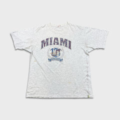 Vintage 1992 Joe Cool Miami Beach Florida T Shirt Mens XL Gray Faded Graphic Tee