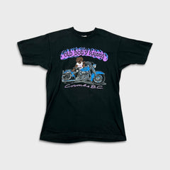 Vintage 90s Old Dogs Hawgs Coombs BC T Shirt Mens Large Black Faded Motorcycle Tee