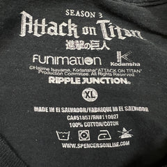 Attack on Titan T Shirt Mens XL Black Ripple Junction Season 3 Anime Graphic Tee