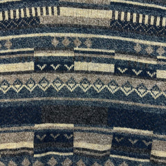 Vintage 90s Wool Knit Geometric Sweater Mens Medium Blue Italy Pullover