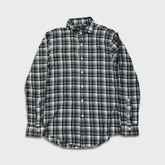 Polo Ralph Lauren Plaid Shirt Mens Medium Gray Button Up Slim Fit Long Sleeve