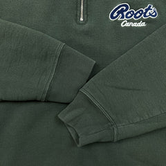 Vintage 90s Roots Athletics Sweatshirt Mens Large Green 1/4 Zip Faded Pullover