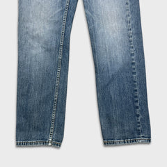Levi's 514 Jeans Mens 34x30 Blue Slim Straight Fit Medium Wash Distressed Denim Pants