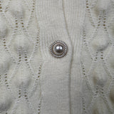 Vintage 90s Ivory Bobble Knit Cardigan Womens Small White Pearl Button Sweater