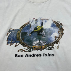 Vintage Y2K Surf T Shirt Mens Large White San Andres Islas Colombia Graphic Tee