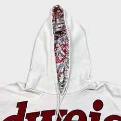 Vintage 90s Budweiser Hoodie Mens Medium White King of Beer Hooded Sweater