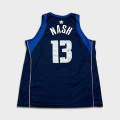 Vintage 90s Nike Steve Nash Dallas Mavericks Jersey Mens 2XL Blue NBA Basketball