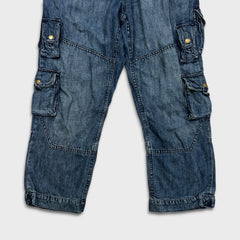Lauren Ralph Lauren Jeans Womens Size 10 Blue Cropped Cargo Dark Wash Denim Pants
