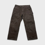 Carhartt Pants Mens 36x30 Brown Loose Fit Double Knee Workwear Carpenter Canvas