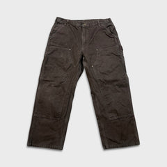 Carhartt Pants Mens 36x30 Brown Loose Fit Double Knee Workwear Carpenter Canvas