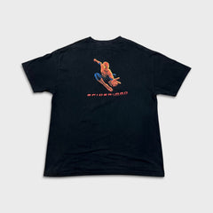 Vintage 2002 Spider-Man T Shirt Mens XL Black Marvel Movie Promo Graphic Tee