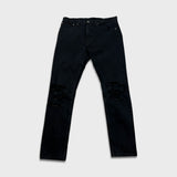 Levi's 512 Jeans Men 34x32 Black Slim Taper Leg Dark Wash Distress Stretch Denim Pants