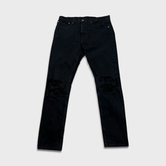 Levi's 512 Jeans Men 34x32 Black Slim Taper Leg Dark Wash Distress Stretch Denim Pants