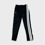 Kappa Track Pants Mens Medium Black Tear Away Side Tape Athletic Gym Jogger