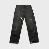 Dickies Pants Mens 34x32 Black Straight Leg Distress Hammer Loop Canvas Workwear