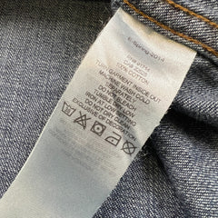 2014 Armani Exchange Denim Shirt Mens Large Blue Dark Wash Western Jean Pearl Snap