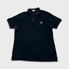 Burberry Brit Polo Shirt Mens XL Black Nova Check Tartan Preppy Tee