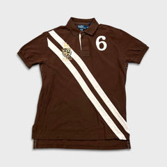 Vintage 90s Polo Ralph Lauren Shirt Mens Medium Brown RLPC Crest Short Sleeve