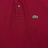 Lacoste Polo Shirt Mens Medium Red Embroidered Logo Classic Preppy Short Sleeve