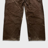 Vintage Carhartt Mens 38x30 Brown Duck Bib Double Knee Carpenter Workwear Overalls