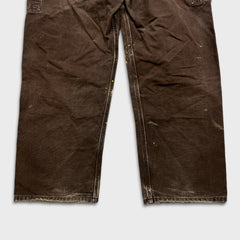 Vintage Carhartt Mens 38x30 Brown Duck Bib Double Knee Carpenter Workwear Overalls