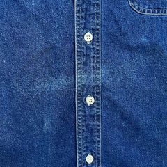 Vintage 90s Chaps Ralph Lauren Denim Shirt Mens Large Blue Medium Wash Western Button Up