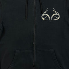 Realtree Boston Traders Hoodie Mens Small Black Camo Lined Full Zip Sweater